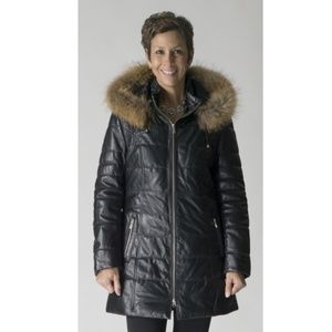 CLEARANCE Lamb Leather Parka with Raccoon Fur